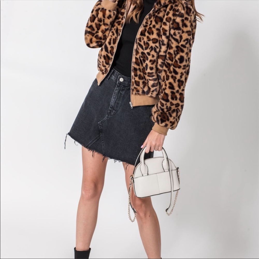 Leopard print Faux fur jacket